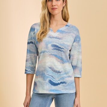 French Dressing Jeans FDJ Drop Shoulder Notch Neck Top 3421451