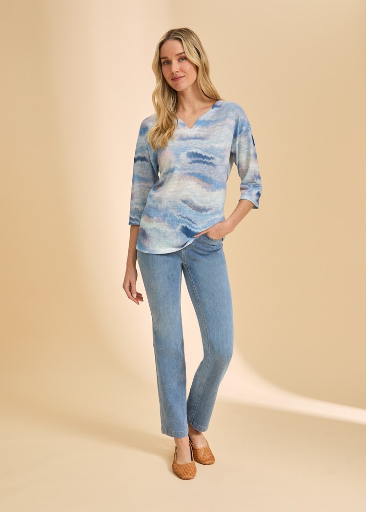 French Dressing Jeans FDJ Drop Shoulder Notch Neck Top 3421451