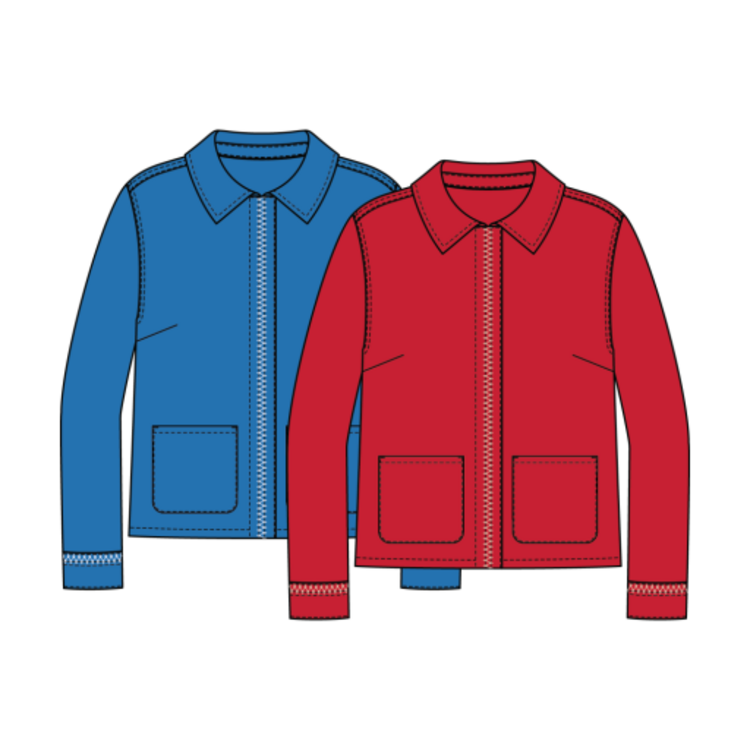 Tribal L/S HIDDEN SNAP FRT JACKET W/ EMBRO-ROYAL