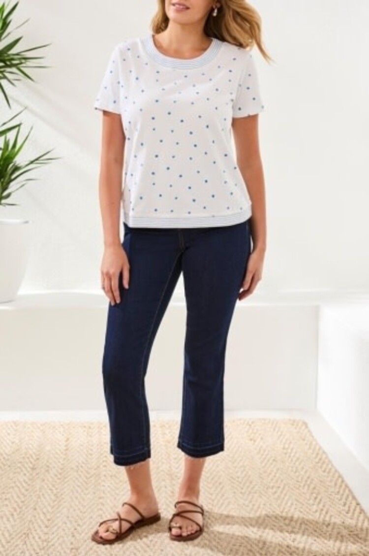 Tribal S/S TOP W/EMBROIDERY DTL-WHITE