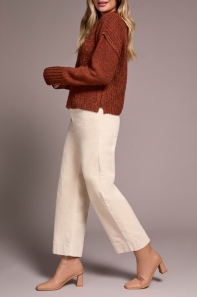 Tribal CREW NECK SWEATER  W/PUFF SLV -M GINGERSPICE