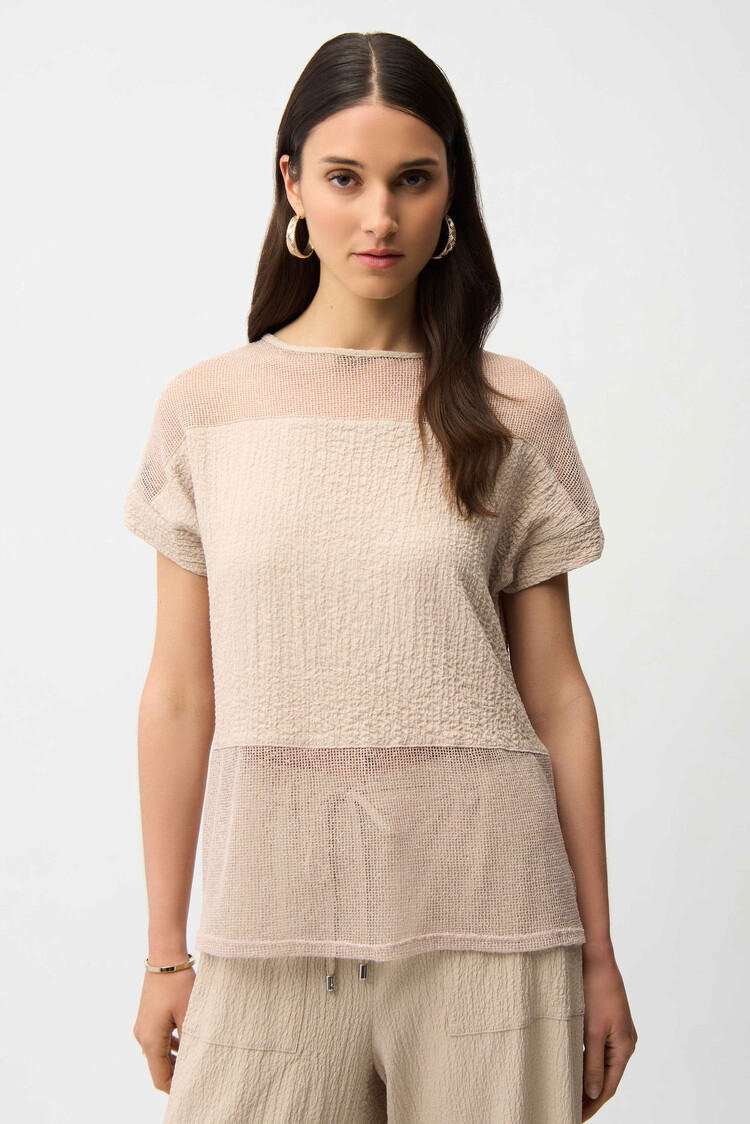 Joseph Ribkoff Joseph Ribkoff Seersucker and Mesh Boxy Top 261247