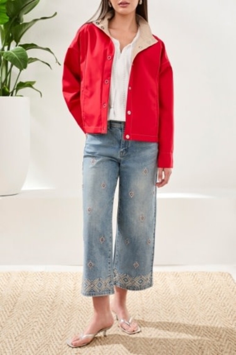 Tribal L/S SNAP FRT REVERSIBLE JACKET-SANGRIA