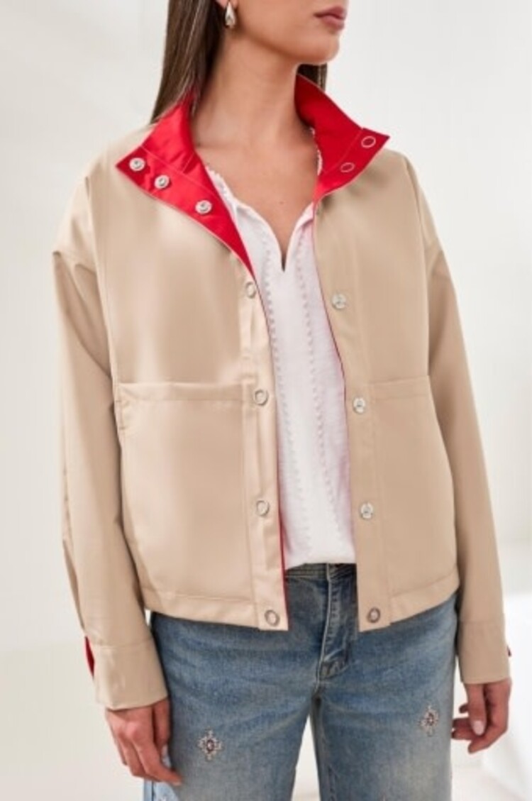 Tribal L/S SNAP FRT REVERSIBLE JACKET-SANGRIA