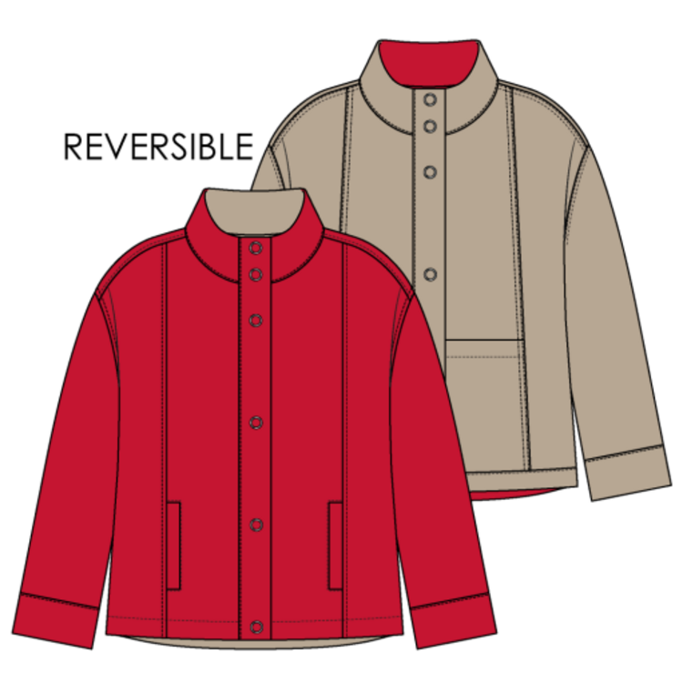 Tribal L/S SNAP FRT REVERSIBLE JACKET-SANGRIA