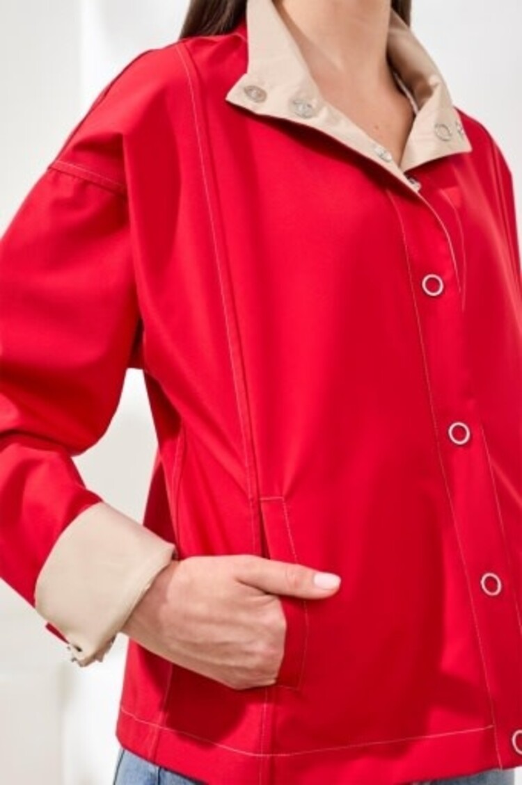 Tribal L/S SNAP FRT REVERSIBLE JACKET-SANGRIA