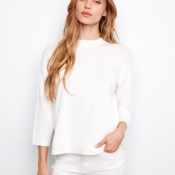 Charlie B Charlie B 3/4 Sleeve Sweater With Curved Hem C2964