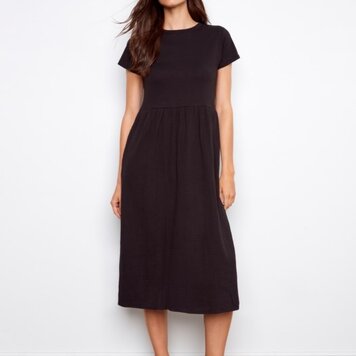 Charlie B Charlie B Short Sleeve Crew Neck Long Dress C3232