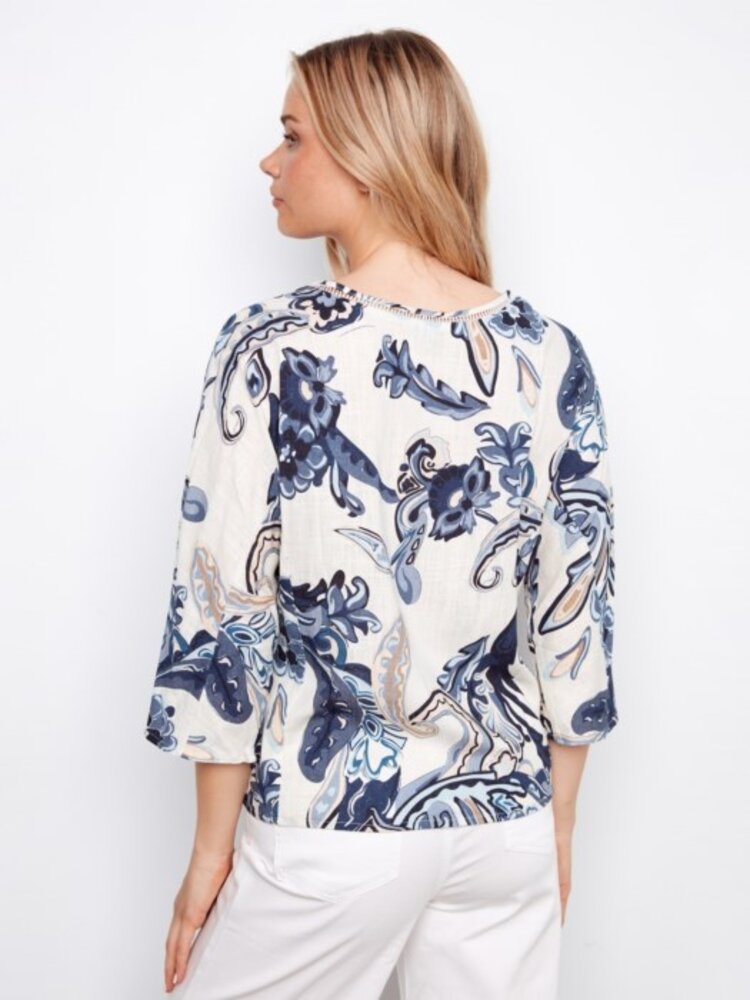 Charlie B Charlie B Printed Dolman Sleeve Blouse With Front Button Detail C4650