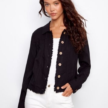 Charlie B Charlie B Linen Jacket With Frayed Hem C6199YY