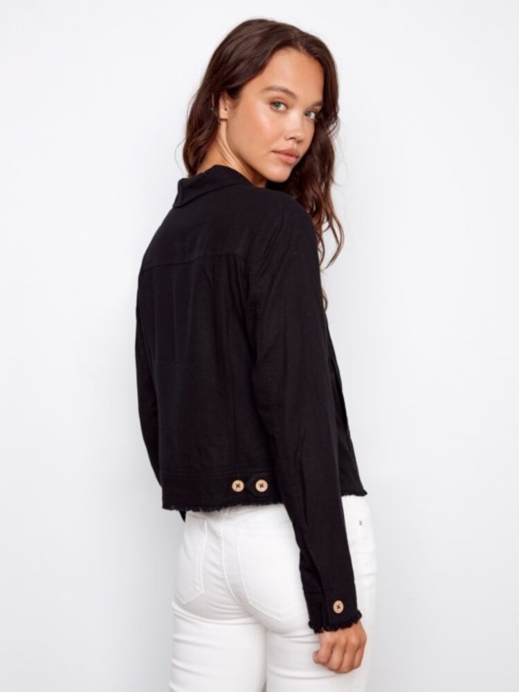 Charlie B Charlie B Linen Jacket With Frayed Hem C6199YY
