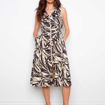 Charlie B Charlie B Cotton Voile Printed Front Zip Maxi Dress C3227P