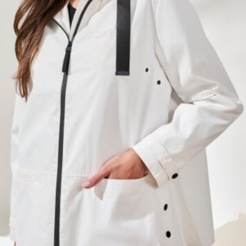 Tribal L/S ZIP FRT RAIN COAT W/HOOD-CANVAS