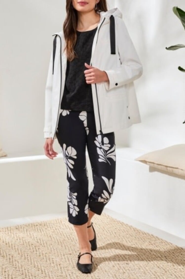 Tribal L/S ZIP FRT RAIN COAT W/HOOD-CANVAS