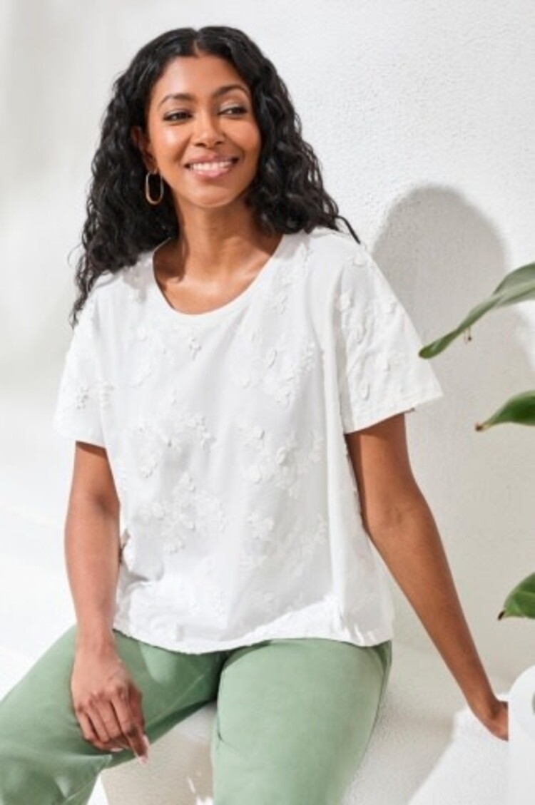 Tribal S/S CREW NECK TOP-WHITE 3085O