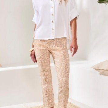 Tribal ELBOW SLV BTN FRT BLOUSE-WHITE