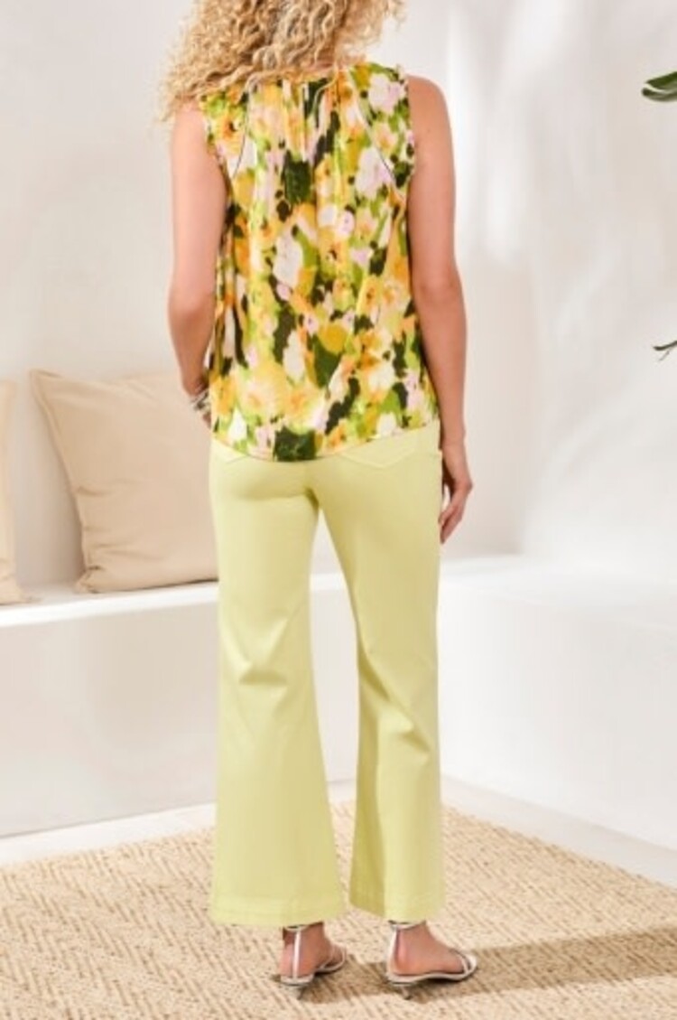 Tribal PRINTED SLEEVELESS BLOUSE WITH CROCHET TRIM-5399O