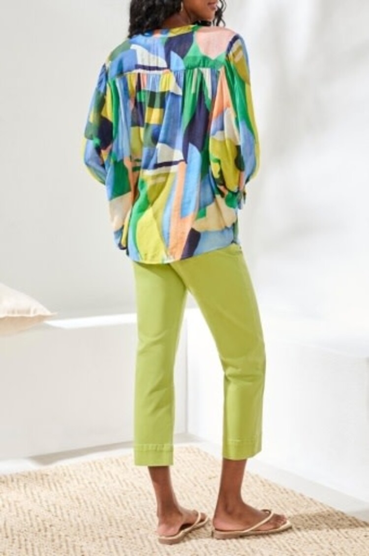 Tribal Tribal Flowy Dolman Sleeve Blouse W/ Self-Covering Buttons 5539O
