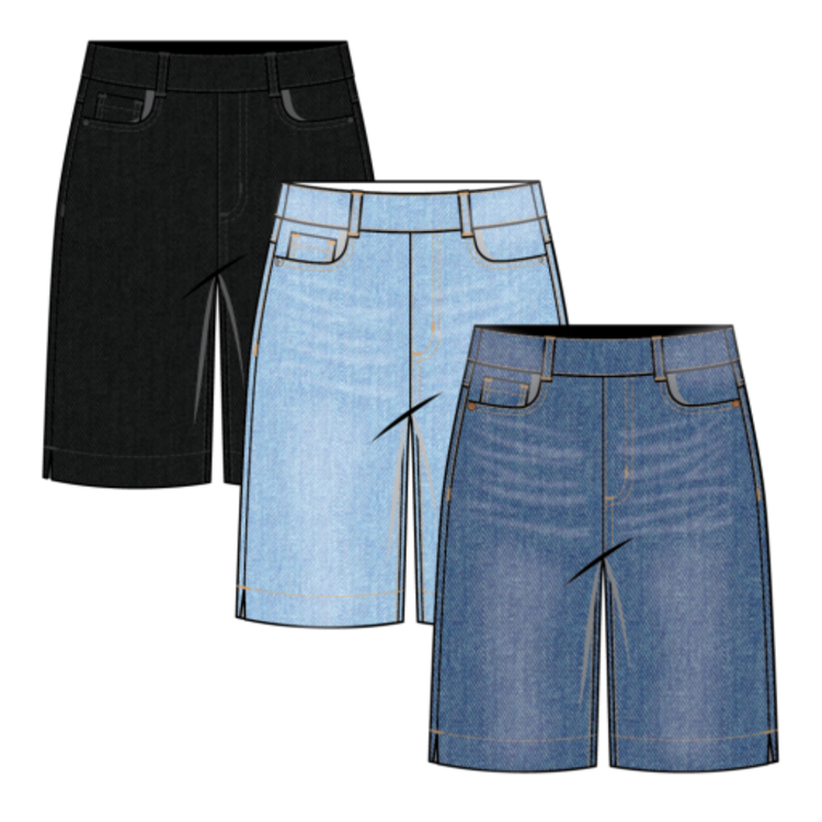 Tribal Tribal Audrey Pull On Wide Bermuda Jean Shorts 5709O