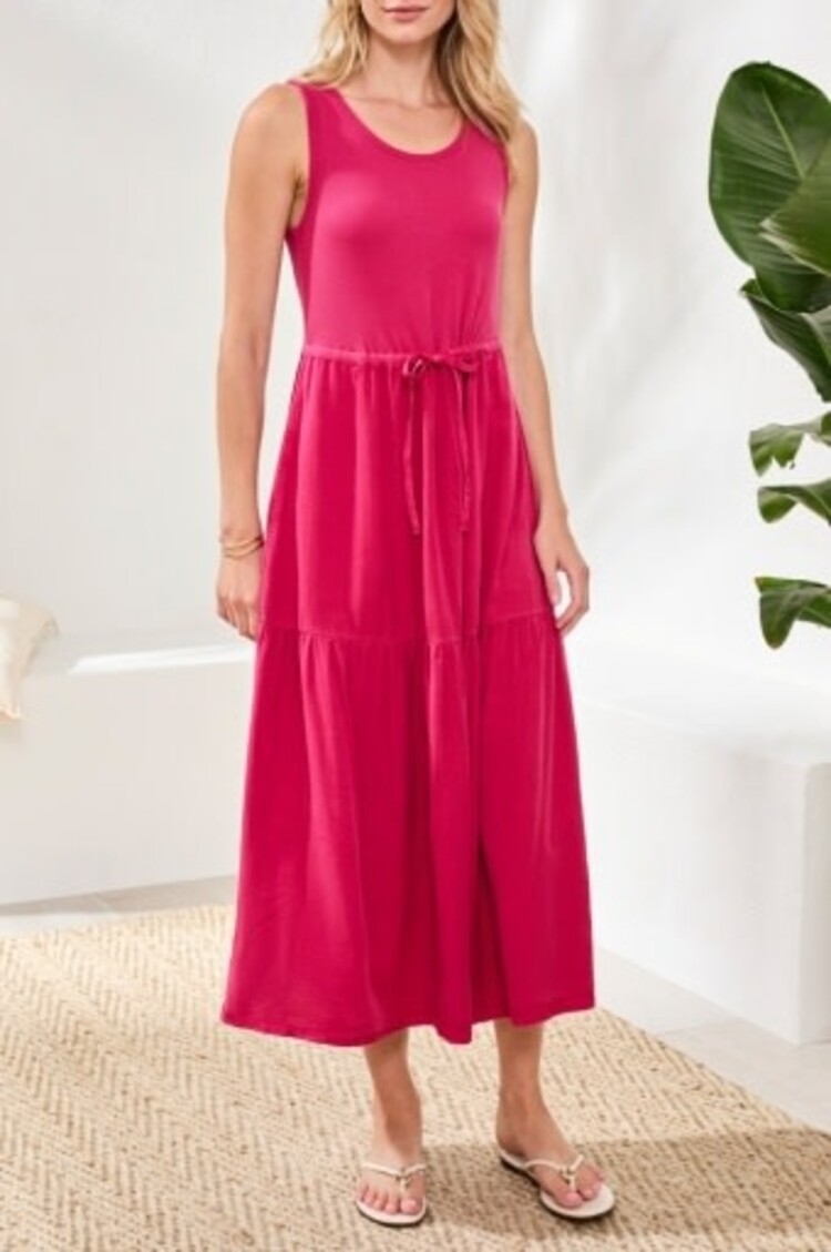Tribal Tribal Mixed Media Sleeveless Boat Neck Maxi Dress 5776O