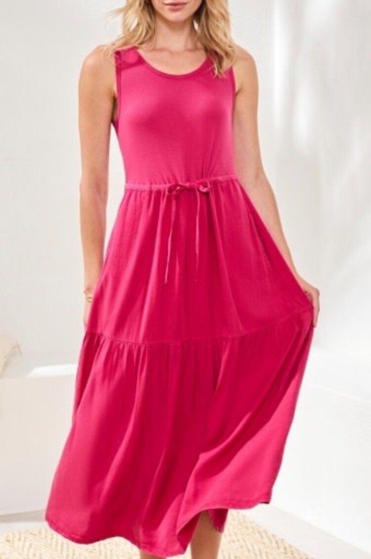 Tribal Tribal Mixed Media Sleeveless Boat Neck Maxi Dress 5776O