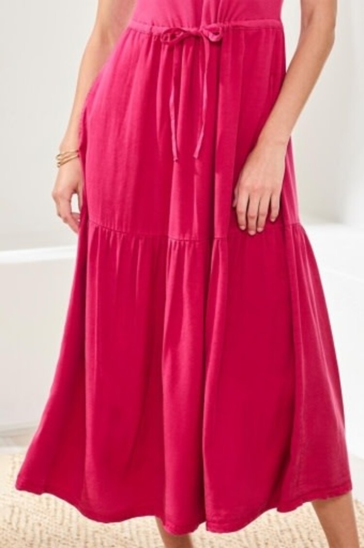 Tribal Tribal Mixed Media Sleeveless Boat Neck Maxi Dress 5776O