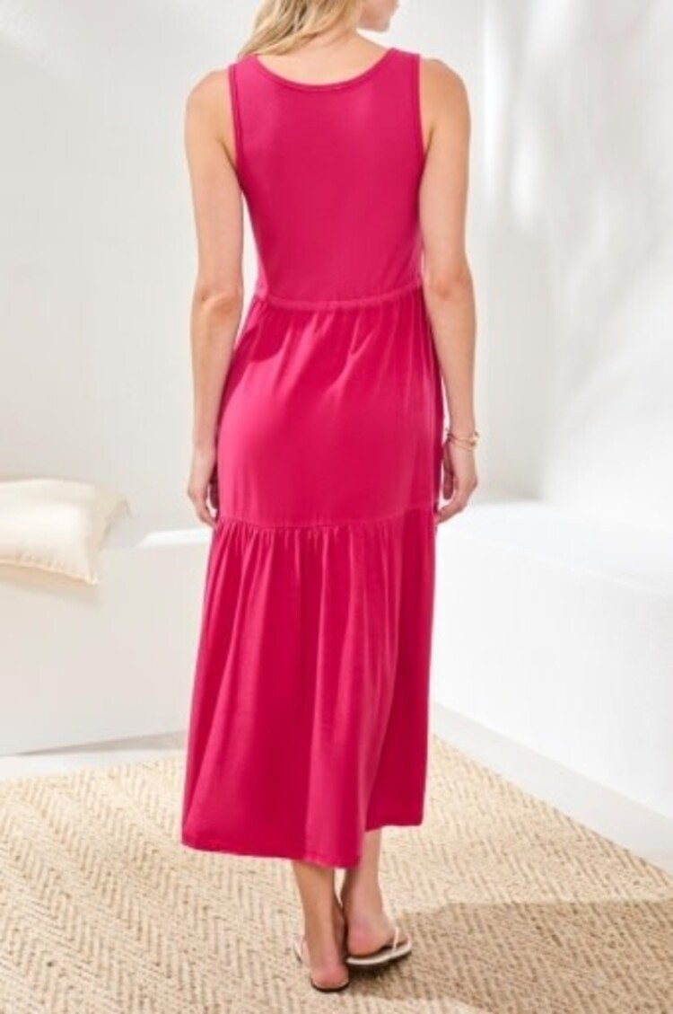 Tribal Tribal Mixed Media Sleeveless Boat Neck Maxi Dress 5776O