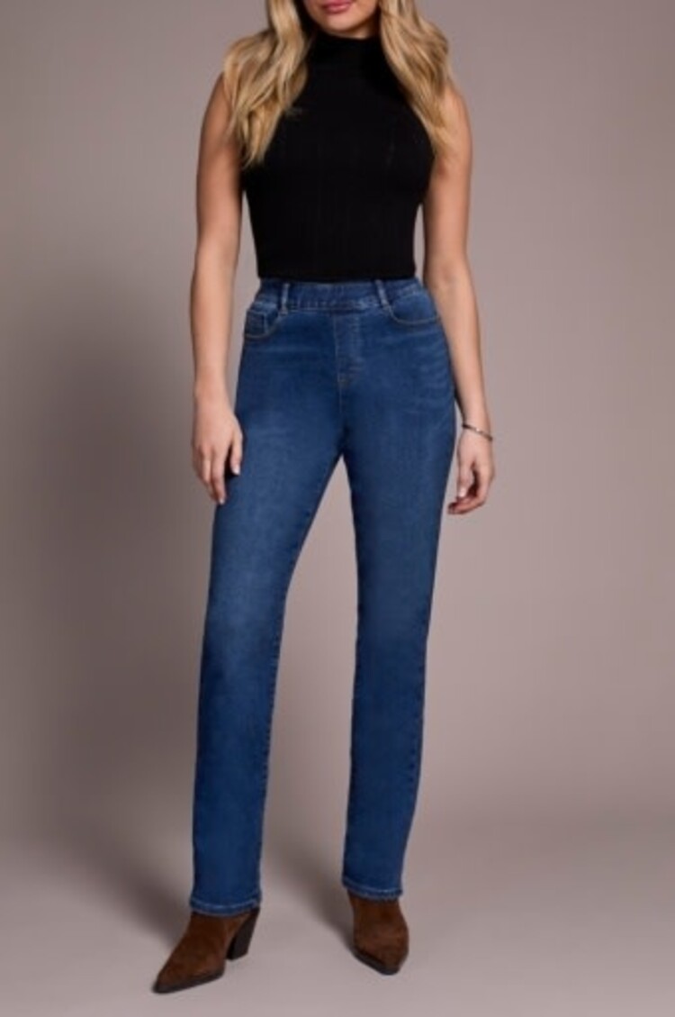 Tribal Tribal Sophia Curvy Boundless Stretch Denim Pull On Straight Leg Jeans 5859O