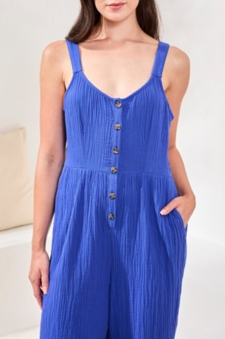 Tribal Tribal Jumpsuit W/ Back Smocking and Adjustable Straps 6053O