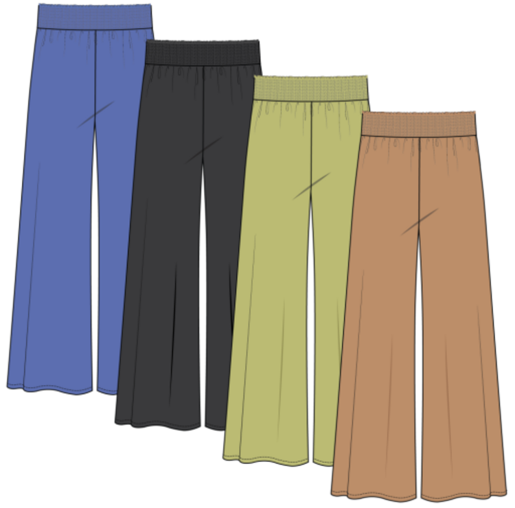Tribal Tribal Flare Pant W/ Smocking Waist Band 6057O