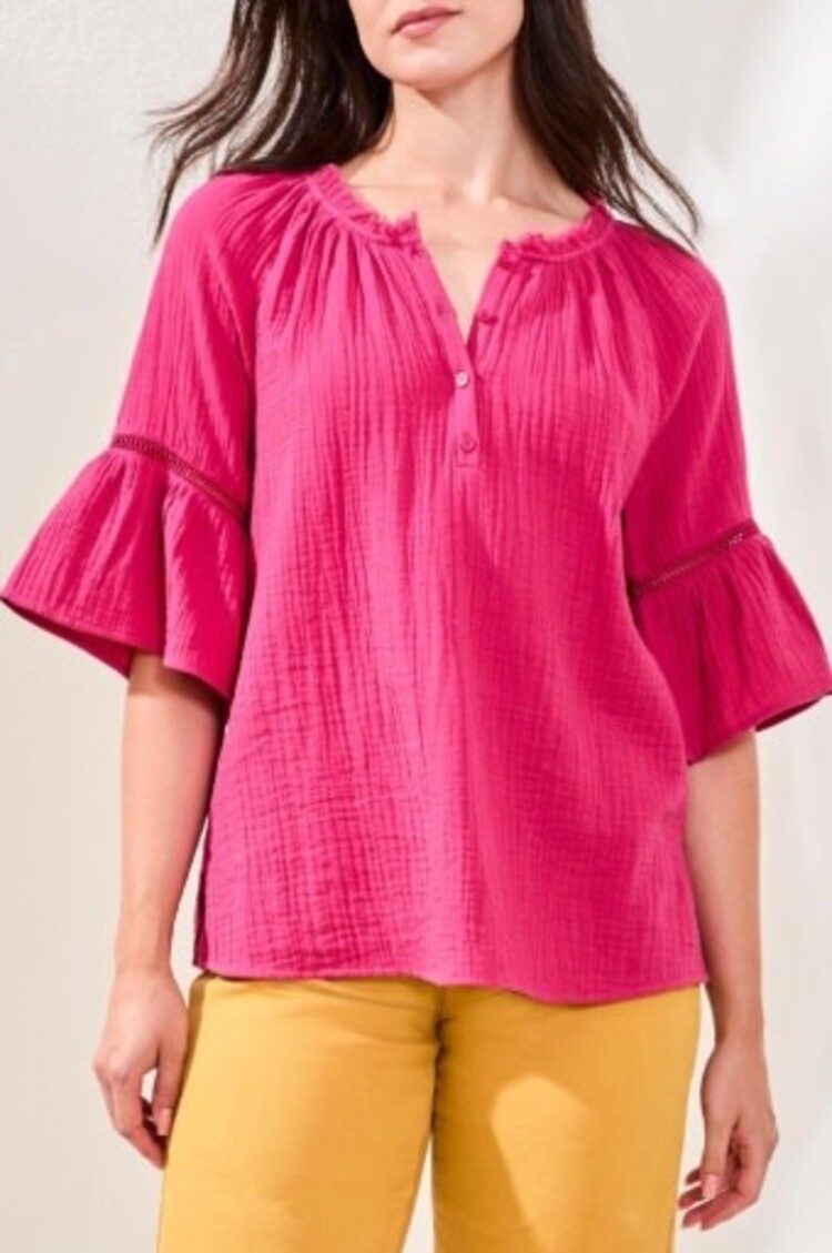 Tribal RAGLAN SLV BLOUSE W/ TAPE DTL-6059O