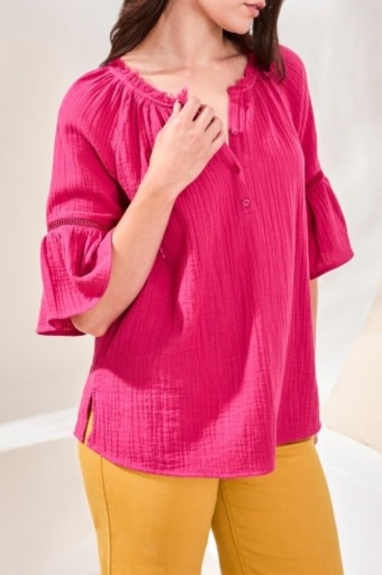 Tribal RAGLAN SLV BLOUSE W/ TAPE DTL-6059O