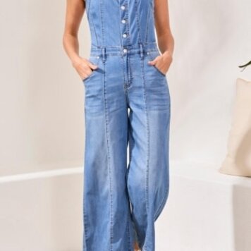 Tribal JUMPSUIT  W/ADJ. STRAPS & SMOCKING-6078O