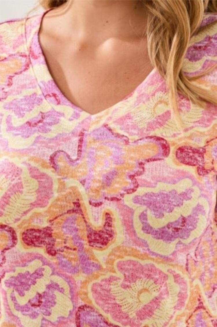 Tribal CAP SLEEVE WEAR 2 WAYS BOAT OR V-NK TOP -GARDENIA