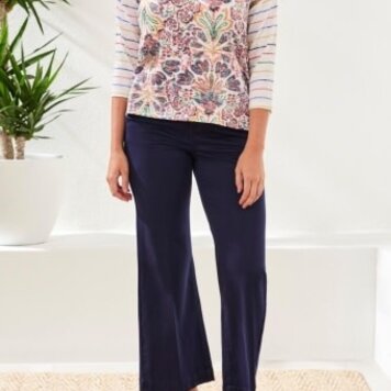 Tribal 3/4 SLV CREW NECK TOP-CORALRED