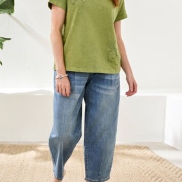 Tribal Tribal Short Sleeve Crew Neck Embroidered Appliqué T Shirt 6132O