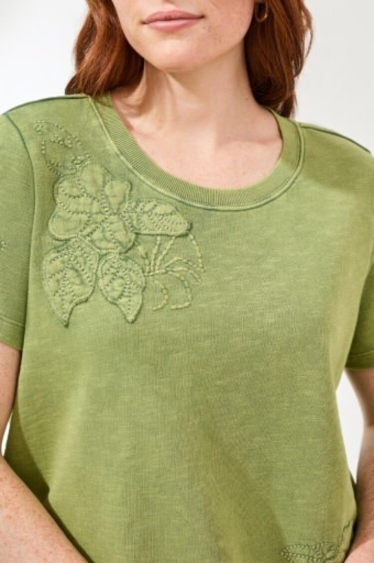 Tribal Tribal Short Sleeve Crew Neck Embroidered Appliqué T Shirt 6132O