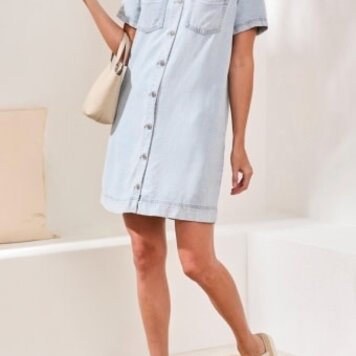 Tribal DENIM SHIRT DRESS W/POCKETS-BONDIBEACH