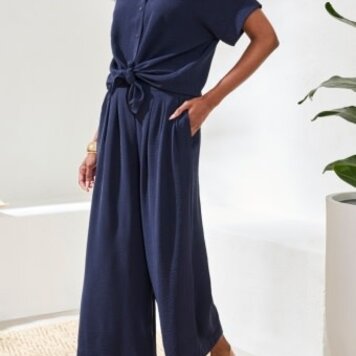 Tribal Tribal Flowy Crop Pant W/ Elastic Waistband 6146O
