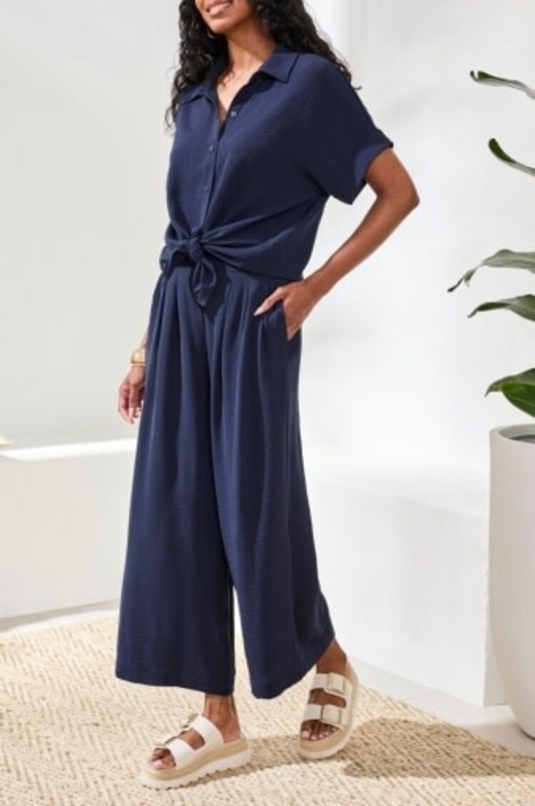 Tribal Tribal Flowy Crop Pant W/ Elastic Waistband 6146O