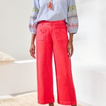 Tribal Tribal Sophia Hugging Crop Palazzo Denim Pant 6148O