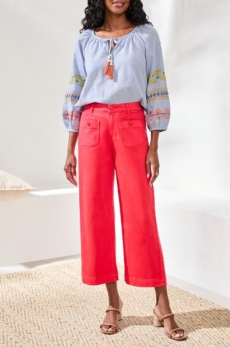 Tribal Tribal Sophia Hugging Crop Palazzo Denim Pant 6148O