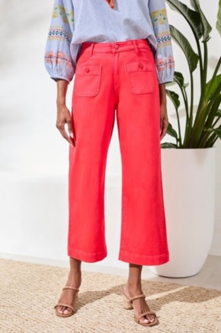 Tribal Tribal Sophia Hugging Crop Palazzo Denim Pant 6148O