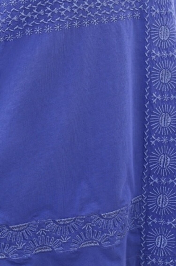 Tribal Tribal Short Sleeve Embroidered V Neck Top W/ Special Wash Effect 6157O