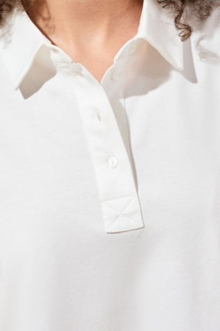 Tribal DOLMAN POLO KNIT TOP -WHITE