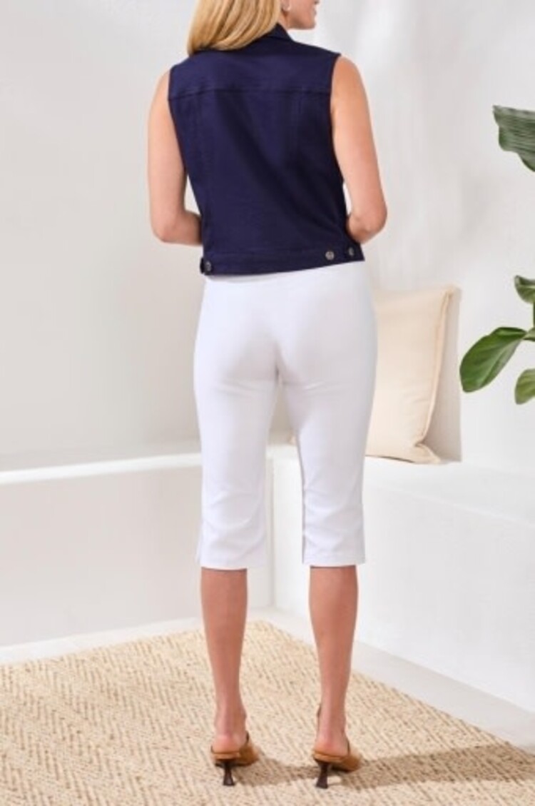 Tribal SLEEVELESS DENIM JACKET W/POCKETS-NAUTICAL