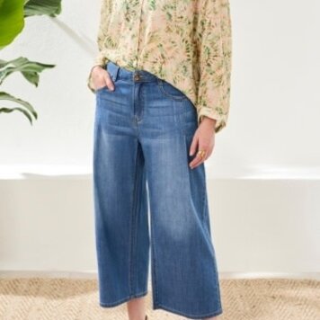 Tribal AUDREY PLEATED CROP WIDE JEANS 6189O