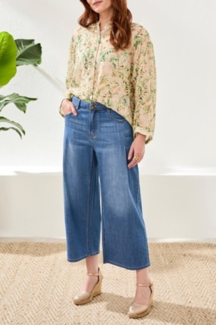 Tribal AUDREY PLEATED CROP WIDE JEANS 6189O