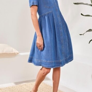 Tribal Tribal Button Down Flowy Dress W/ Pockets 6190O