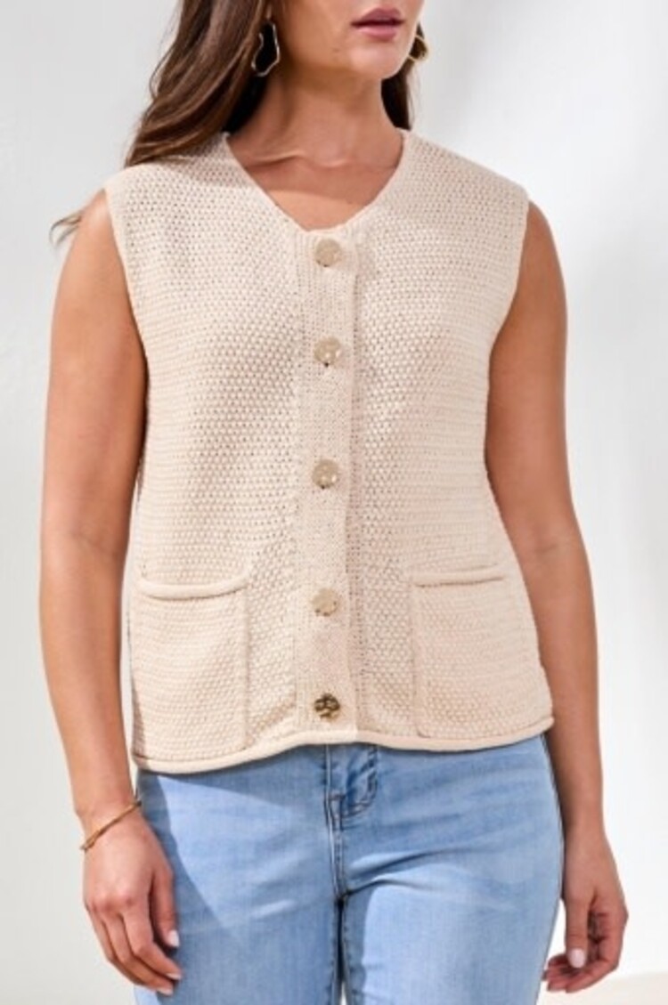 Tribal SWTR VEST W/POCKETS AND FANCY BUTTONS 6208O